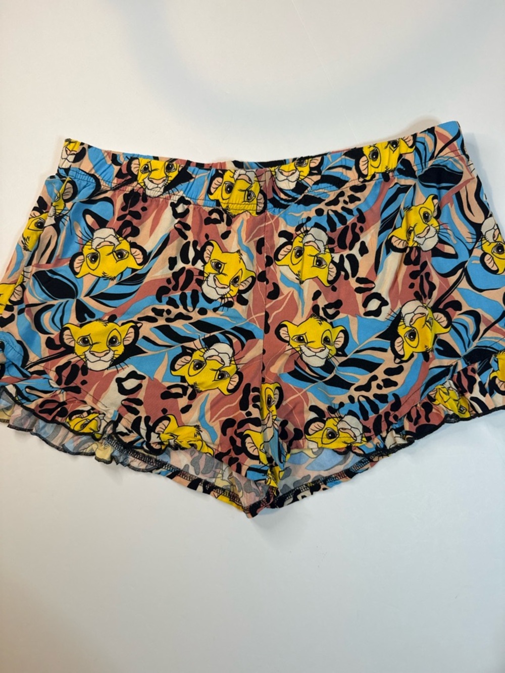 Disney Womens XL Simba Lion King Ruffle Rayon Sleep Shorts Pajama PJs Lounge